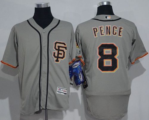 Giants #8 Hunter Pence Grey Flexbase Authentic Collection Road 2 Stitched MLB jerseys